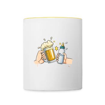 Erster Vatertag - Tasse zweifarbig - Weiß/Gelb - Vorne