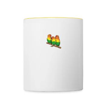 Agaporniden I Unzertrennliche Motiv für Vogel - Tasse zweifarbig - Weiß/Gelb - Vorne