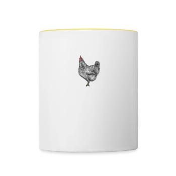 Amrock Huhn I Chicken Geflügel Motiv für - Tasse zweifarbig - Weiß/Gelb - Vorne