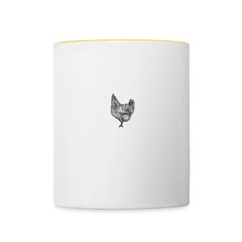 Amrock Huhn I Chicken Geflügel Motiv für - Tasse zweifarbig - Weiß/Gelb - Vorne