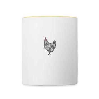 Amrock Huhn I Chicken Geflügel Motiv für - Tasse zweifarbig - Weiß/Gelb - Vorne