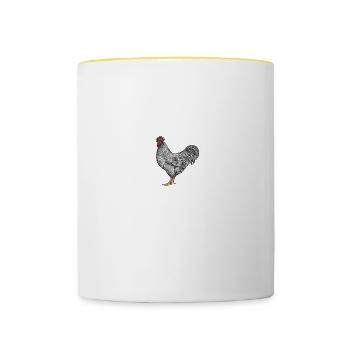Amrock Huhn I Chicken Geflügel Motiv für - Tasse zweifarbig - Weiß/Gelb - Vorne