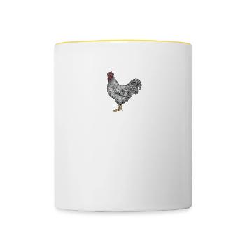 Amrock Huhn I Chicken Geflügel Motiv für - Tasse zweifarbig - Weiß/Gelb - Vorne