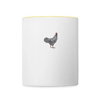 Amrock Huhn I Chicken Geflügel Motiv für - Tasse zweifarbig - Weiß/Gelb - Vorne