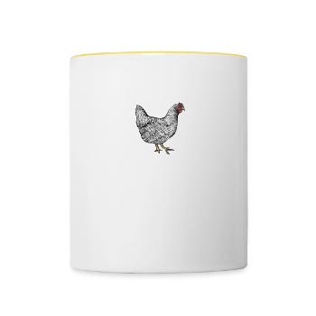 Amrock Huhn I Chicken Geflügel Motiv für - Tasse zweifarbig - Weiß/Gelb - Vorne