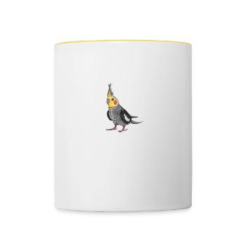 Nymphensittich I Papagei Kakadu Motiv für Vogel - Tasse zweifarbig - Weiß/Gelb - Vorne