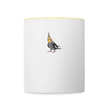 Nymphensittich I Papagei Kakadu Motiv für Vogel - Tasse zweifarbig - Weiß/Gelb - Vorne
