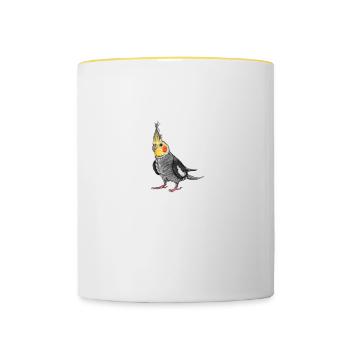 Nymphensittich I Papagei Kakadu Motiv für Vogel - Tasse zweifarbig - Weiß/Gelb - Vorne