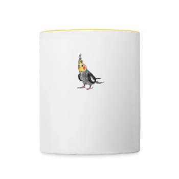 Nymphensittich I Papagei Kakadu Motiv für Vogel - Tasse zweifarbig - Weiß/Gelb - Vorne