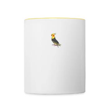 Nymphensittich I Papagei Kakadu Motiv für Vogel - Tasse zweifarbig - Weiß/Gelb - Vorne