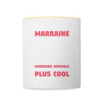 Je Suis Une Marraine Tatouée Comme Un Marraine - Mug contrasté - blanc/jaune - Devant