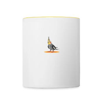 Nymphensittich I Papagei Kakadu Motiv für Vogel - Tasse zweifarbig - Weiß/Gelb - Vorne