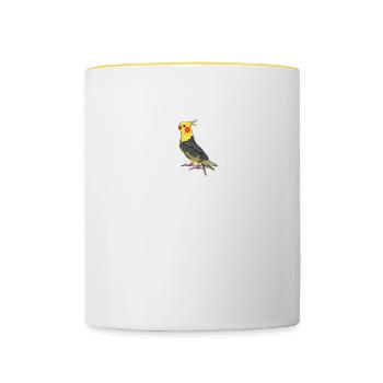 Nymphensittich I Papagei Kakadu Motiv für Vogel - Tasse zweifarbig - Weiß/Gelb - Vorne
