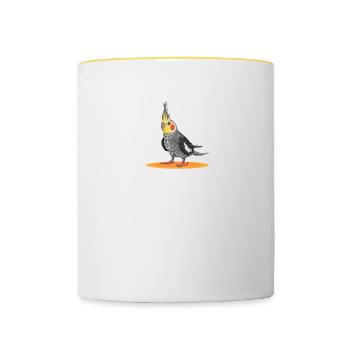 Nymphensittich I Papagei Kakadu Motiv für Vogel - Tasse zweifarbig - Weiß/Gelb - Vorne