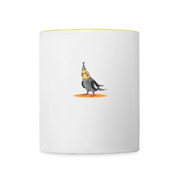 Nymphensittich I Papagei Kakadu Motiv für Vogel - Tasse zweifarbig - Weiß/Gelb - Vorne