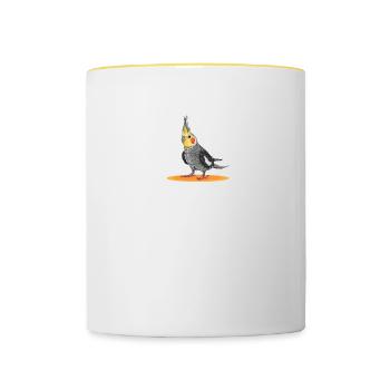 Nymphensittich I Papagei Kakadu Motiv für Vogel - Tasse zweifarbig - Weiß/Gelb - Vorne