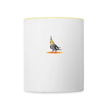 Nymphensittich I Papagei Kakadu Motiv für Vogel - Tasse zweifarbig - Weiß/Gelb - Vorne