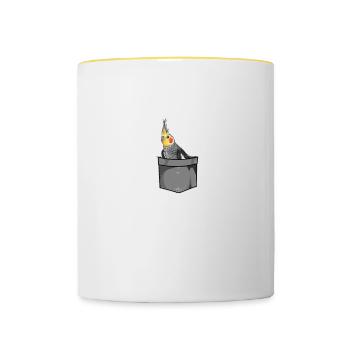 Nymphensittich I Papagei Kakadu Motiv für Vogel - Tasse zweifarbig - Weiß/Gelb - Vorne