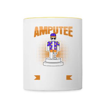 Amputierter Lebendige Kunst Bein Arm Prothese - Tasse zweifarbig - Weiß/Gelb - Vorne