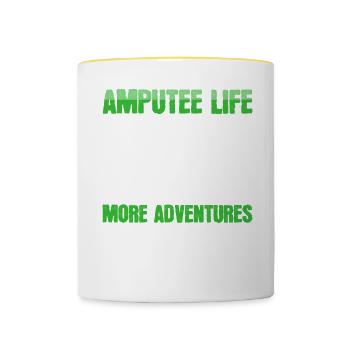 Amputé Moins de membres Plus d’aventure - Mug contrasté - blanc/jaune - Devant