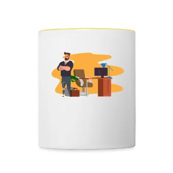 Amputierter Ich Habe Ein Bein Oben Prothese Mit - Tasse zweifarbig - Weiß/Gelb - Vorne