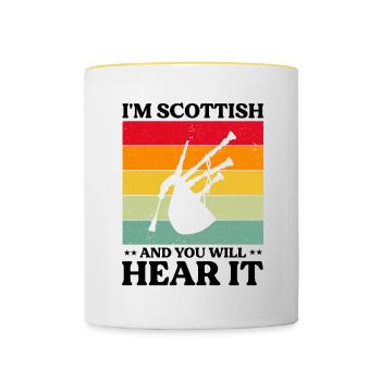 Conception de cornemuse pour Scotland Pride et cornemuse - Mug contrasté - blanc/jaune - Devant