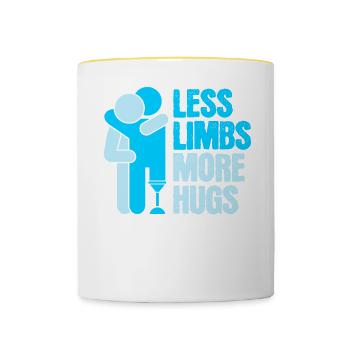 Amputé Moins de membres Plus de câlins - Mug contrasté - blanc/jaune - Devant