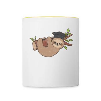 Inertie mignonne graduée paresseuse - Mug contrasté - blanc/jaune - Devant