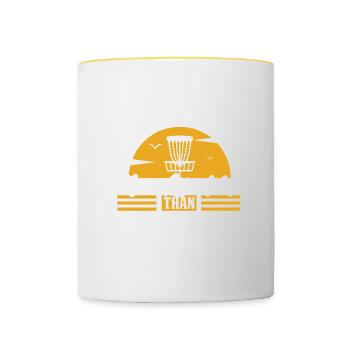 Spielen Der Disc-golf-therapie Golf Spielende - Tasse zweifarbig - Weiß/Gelb - Vorne