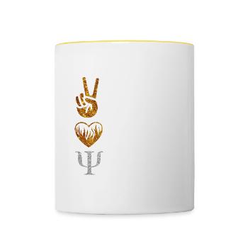 Peace Love Psychology School Psychologist - Contrasting Mug - white/yellow - Front