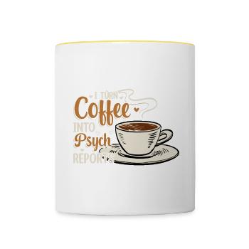 Verwandeln Sie Kaffee In Psychologie - Tasse zweifarbig - Weiß/Gelb - Vorne
