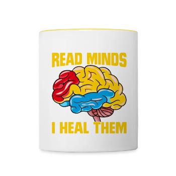 Je ne lis pas les pensées Psychologue scolaire - Mug contrasté - blanc/jaune - Devant