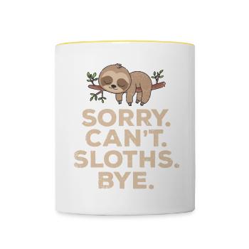 Sorry Can't Sloths Bye Lazy Sloth Besitzer Animal - Tasse zweifarbig - Weiß/Gelb - Vorne