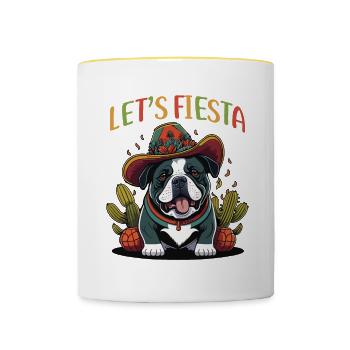 Happy Cinco de Mayo lets fiesta Bulldog - Contrasting Mug - white/yellow - Front