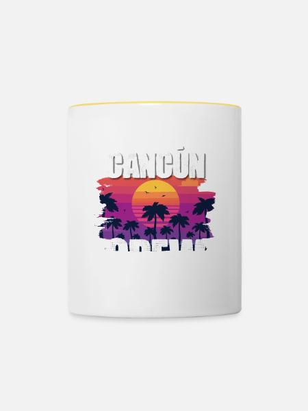 Cancun Urlaub - Tasse zweifarbig - Weiß/Gelb