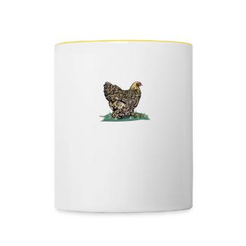 Brahma Hühner I Chicken Geflügel Motiv für - Tasse zweifarbig - Weiß/Gelb - Vorne