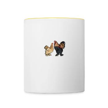 Brahma Hühner I Chicken Geflügel Motiv für - Tasse zweifarbig - Weiß/Gelb - Vorne