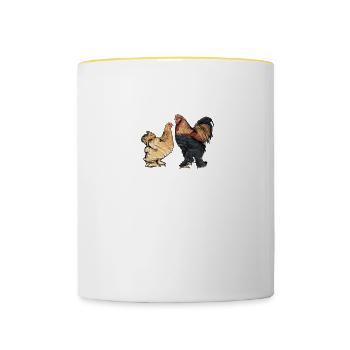 Brahma Hühner I Chicken Geflügel Motiv für - Tasse zweifarbig - Weiß/Gelb - Vorne