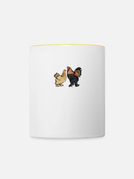 Brahma Hühner I Chicken Geflügel Motiv für - Tasse zweifarbig - Weiß/Gelb