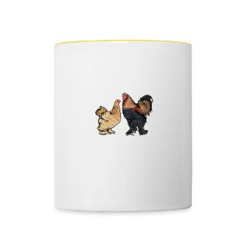 Brahma Hühner I Chicken Geflügel Motiv für - Tasse zweifarbig - Weiß/Gelb - Vorne