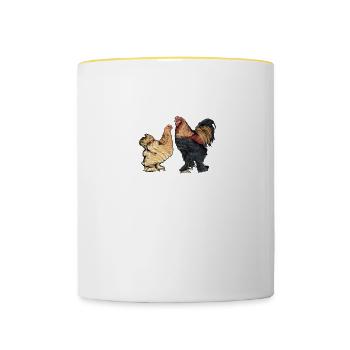 Brahma Hühner I Chicken Geflügel Motiv für - Tasse zweifarbig - Weiß/Gelb - Vorne