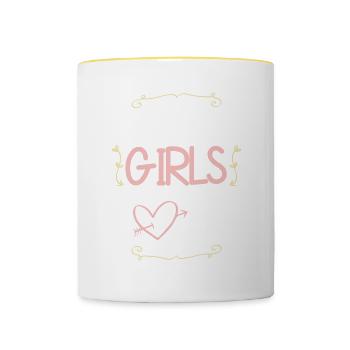Tournée des filles en Indonésie - Mug contrasté - blanc/jaune - Devant