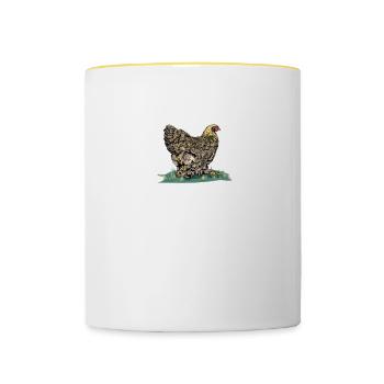 Brahma Hühner I Chicken Geflügel Motiv für - Tasse zweifarbig - Weiß/Gelb - Vorne