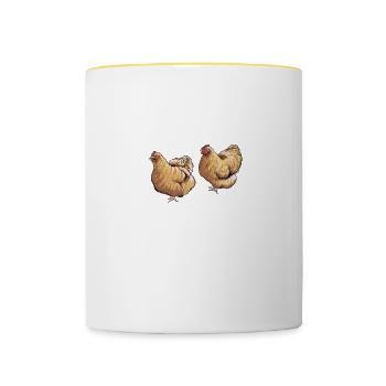 Brahma Hühner I Chicken Geflügel Motiv für - Tasse zweifarbig - Weiß/Gelb - Vorne