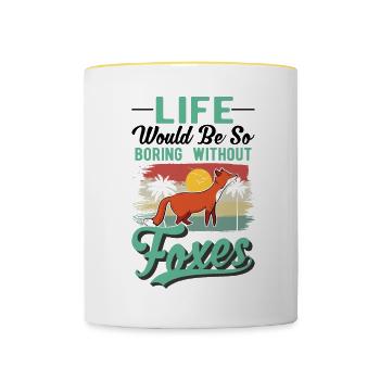 Red Gift Red Fox - Contrasting Mug - white/yellow - Front