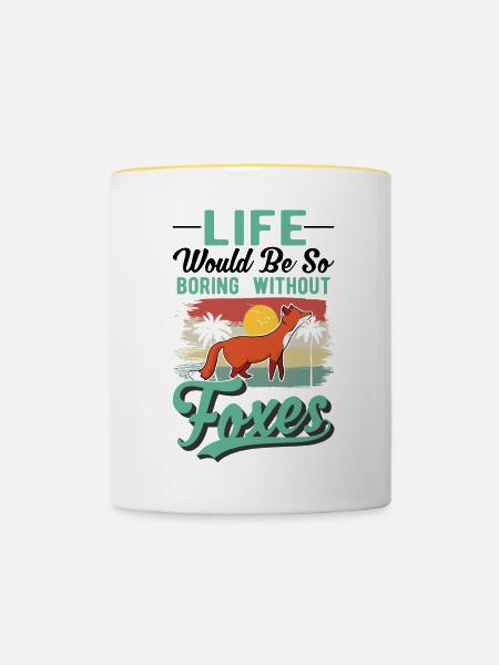 Rot Geschenk Rotfuchs - Tasse zweifarbig - Weiß/Gelb