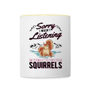 Écureuil Cadeau Écureuil Gris - Mug contrasté - blanc/jaune - Devant