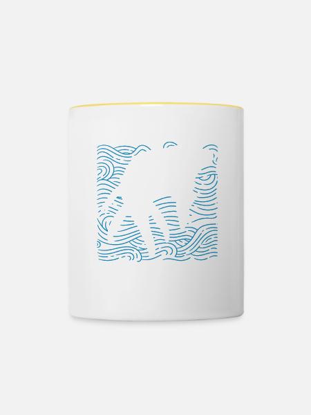 Mosasaurus Dinosaur - Tasse zweifarbig - Weiß/Gelb