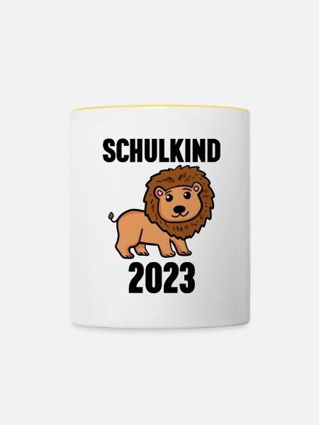 Schuldkind Einschulung 2023 - Tasse zweifarbig - Weiß/Gelb