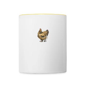Brahma Hühner I Chicken Geflügel Motiv für - Tasse zweifarbig - Weiß/Gelb - Vorne